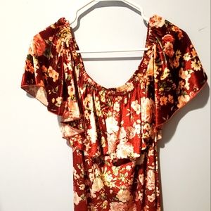 Floral Velvet Lularoe Cici Dress 2XL